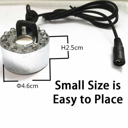 12 LED Fogger Mist Maker Fountain Mister Air Humidifier Fish Aquarium Rockery