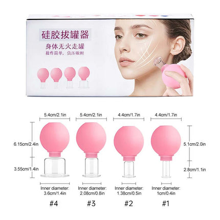4PCS Facial Cupping Set, Glass Face Massage for Revitalizing Skin