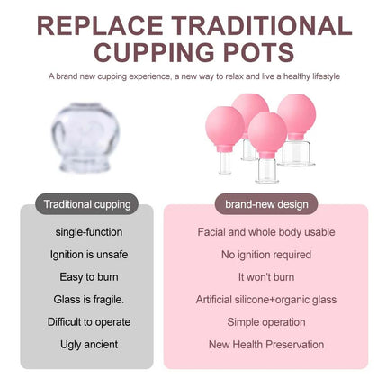 4PCS Facial Cupping Set, Glass Face Massage for Revitalizing Skin