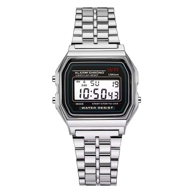 Unisex Retro Digital Watch Silver Bracelet New with Watch Box