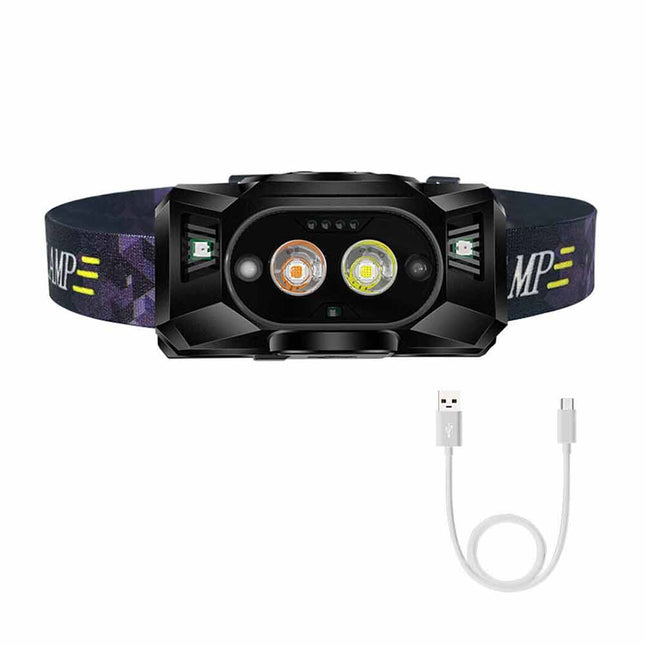 Smart Sensor LED Head Torch Rechargeable Headlamp Fishing Camping Light