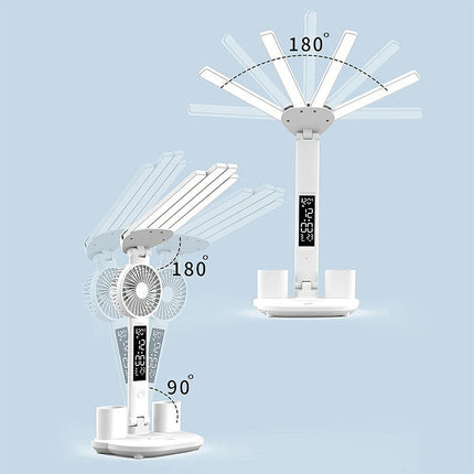 4-in-1 LED Desk Lamp with Fan, Dimmable Reading Light & Night Lamp