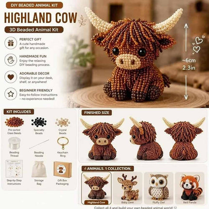 3D Beaded Animal DIY Kit – Cute Bead Embroidery Craft for Kids
