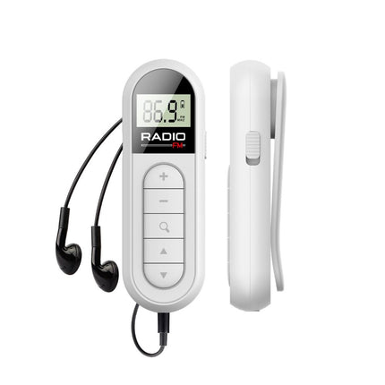 Portable Mini FM Radio with Clip, Rechargeable for Tour Guide & Racing