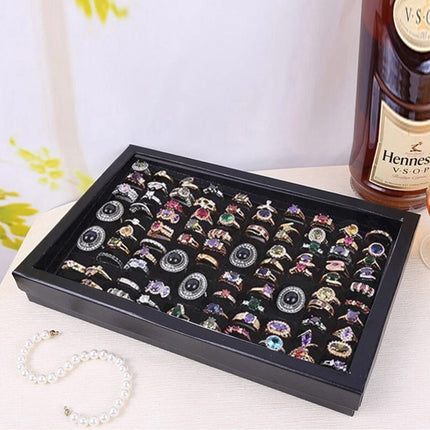 100-Slot Jewelry Ring Earring Storage Box Display Organizer Tray, No Rings