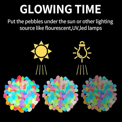 200PCS Glow in the Dark Garden Stones Luminous Outdoor Decoration Gifts