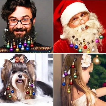 10Pcs Mixed Christmas Beard Hair Baubles Mini Festive Clip Decoration Gift Set