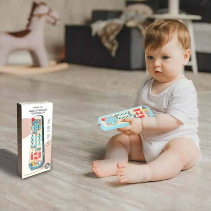 TV Remote Control Toy Sensory Lighting Music Buttons Toddler Play Set Blue