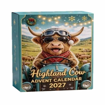 24 Day Highland Cow Advent Calendar 2026 3D Flat Mini Figures Xmas Toy