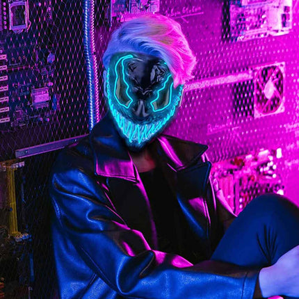 Halloween Venom Mask LED Light Up Neon Mask Scary Costume Cosplay