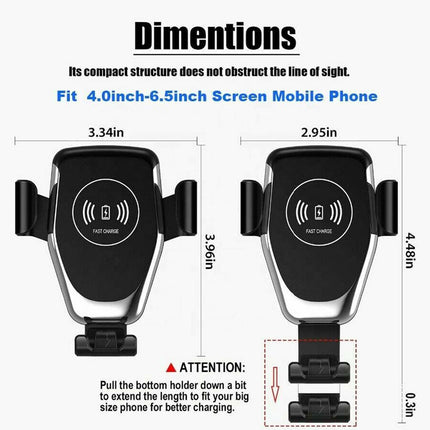 15W Wireless Car Charger Holder, Gravity Air Vent Mount, Fast Charging