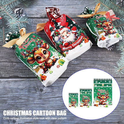 50PCS 3Patterns Christmas Wrapping Bags Gift Bags 15X23CM Xmas Day