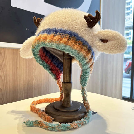 Creative Antler Hat & Bag 2-in-1 Festive Reindeer Knitted Beanie