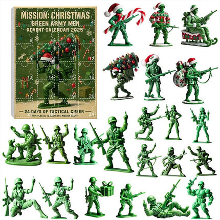 24 Day Christmas Countdown Advent Calendar Green Army Men Toy Gift