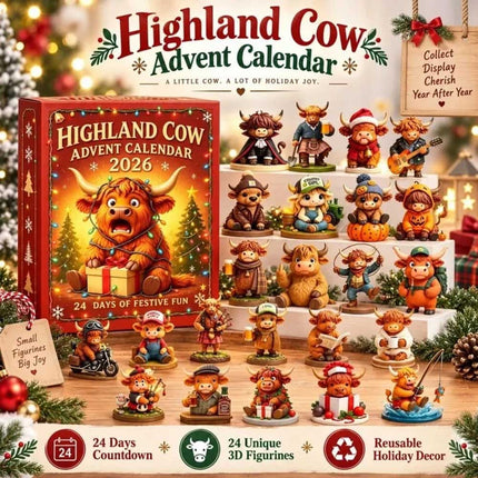 2026 Highland Cow 3D Silicone Advent Calendar, 24 Days Countdown Gift