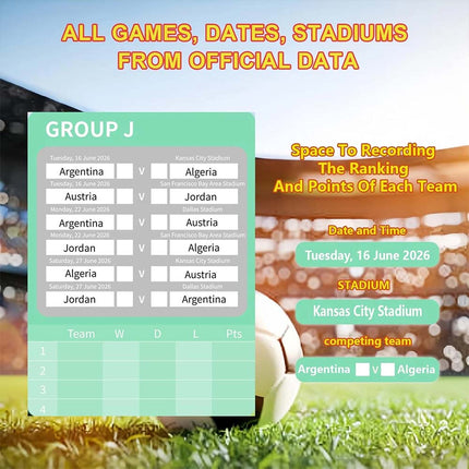 2 Pcs 2026 World Cup Football Wall Chart Schedule Poster 60x90cm