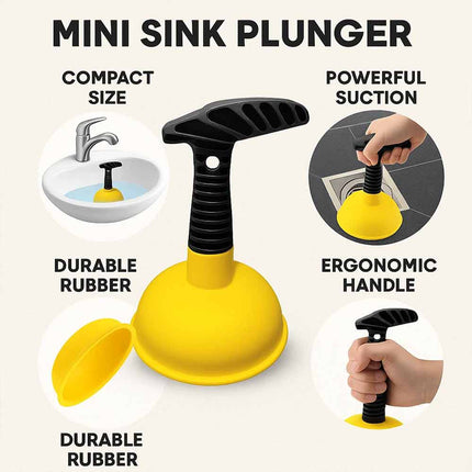 Mini Sink & Drain Plunger, Small Unclogger for Bathroom Kitchen Shower