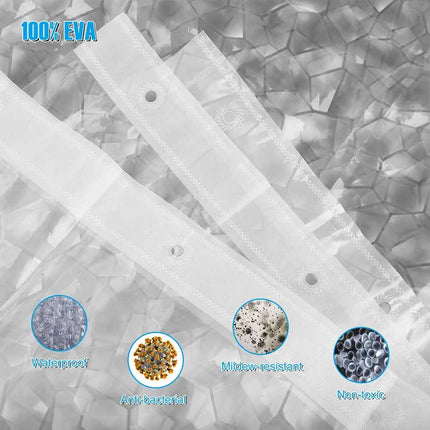 Waterproof EVA Bath Curtain 180x200cm, Mildew Resistant Shower Curtain