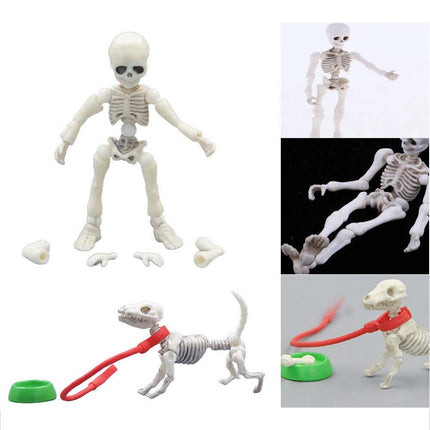 Mini Pose Skeleton Dog Animal Bones Halloween Decor Figure