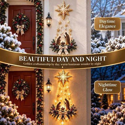 Christmas Nativity Wall Decor Holy Family Star LED Hanging Ornament