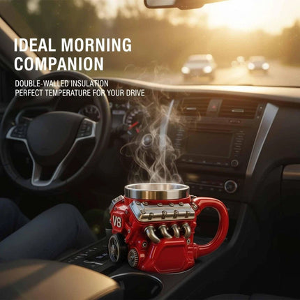Retro V8 Engine Stainless Steel Insulated Car Mug Gift for Men