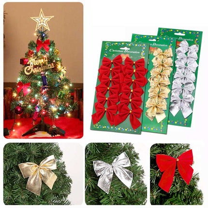 36X Christmas Tree Bow Ornament Gift Xmas Party Dinner Table Decor