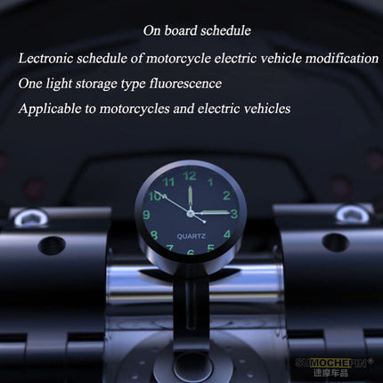 Waterproof Glow-in-the-Dark Motorcycle Bike Clock Handlebar Mount