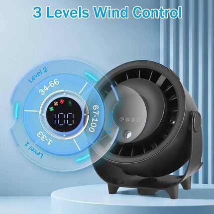 Portable 6000mAh USB Misting Desk Fan, Rechargeable Cooling Fan Black