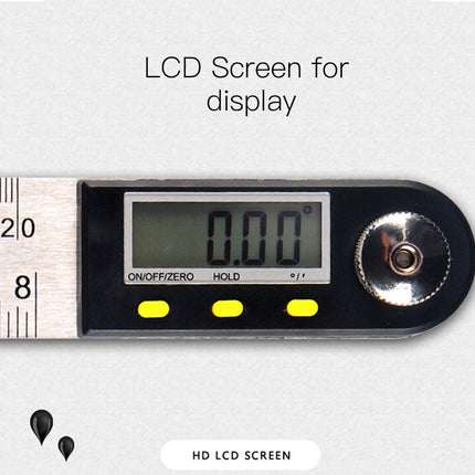 200mm Digital Angle Ruler 360° Stainless Steel Electronic LCD Protractor