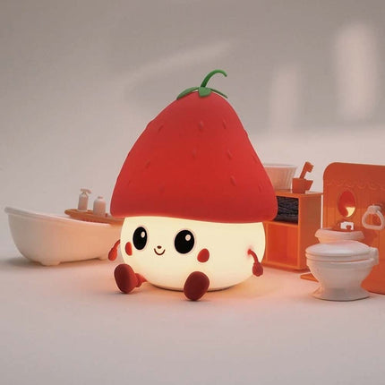 7 Colours Strawberry Lumi Buddy Nightlight, Wireless Bedroom Light 11cm Gift