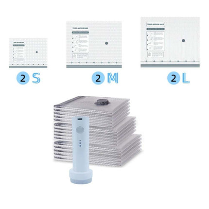 6x Cordless Travel Vacuum Bag Set with Rechargeable Pump Bedding Clothing