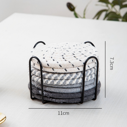 8pcs Non-Woven Heat Resistant Cup Coasters Set with Iron Frame, Non-Slip Drink Mat