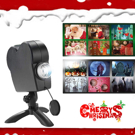 12-Movie Holographic Projector for Christmas Halloween, Window & Stage Lamp