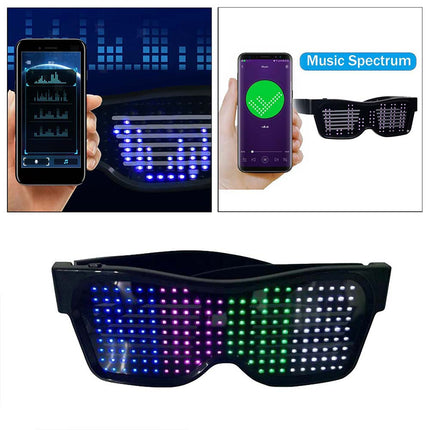 LED Bluetooth Glasses APP Programmable Text for Raves DJ EDM Events