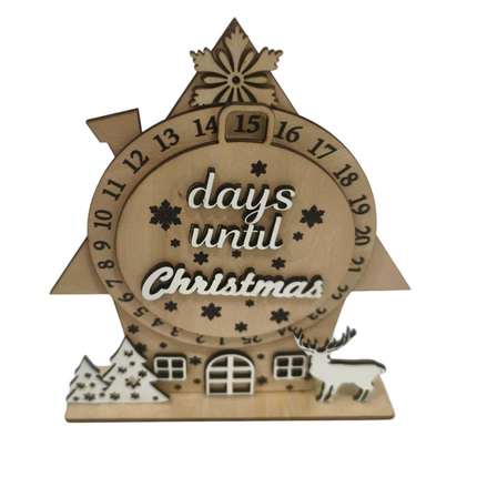 Wooden Christmas Advent Calendar Tabletop Countdown Decor Changeable Day