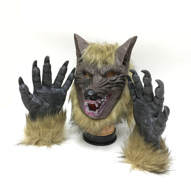 Halloween Werewolf Mask & Claw Gloves Cosplay Costume Horror Prop Set