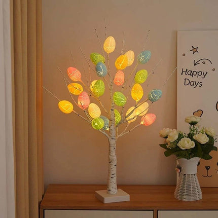 Easter LED Pre-Lit Birch Twig Tree Party Decoration with 24 Eggs