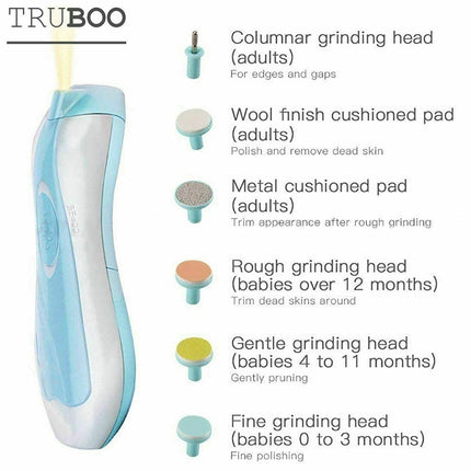 6 in 1 Electric Nail Trimer Infant Newborn Safe Grinder Clipper Tools Set