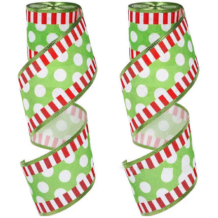4pcs Christmas Wired Ribbon 2.5In 20Yards for Wreaths Bows DIY