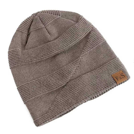 Unisex Winter Slouchy Beanie Fur Lined Warm Knitted Cap Men Women