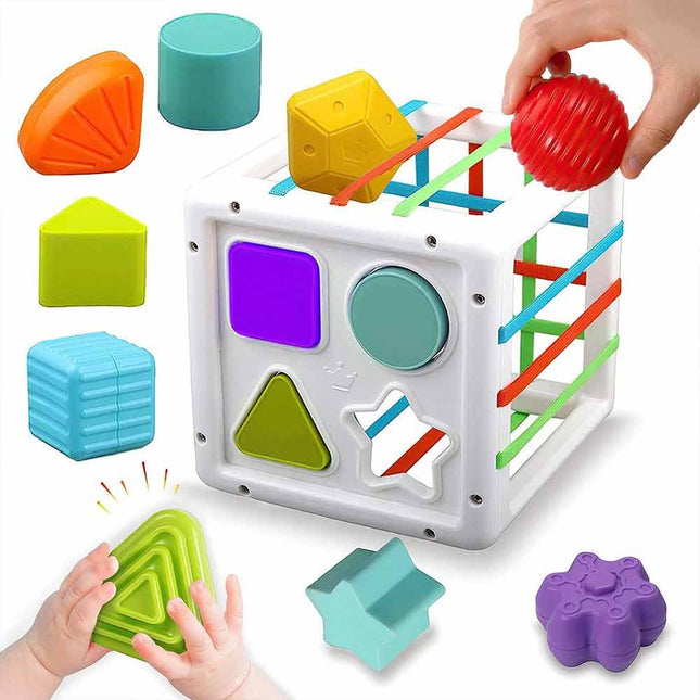 Montessori Sensory Shape Sorter Stacking Block Educational Baby Toy