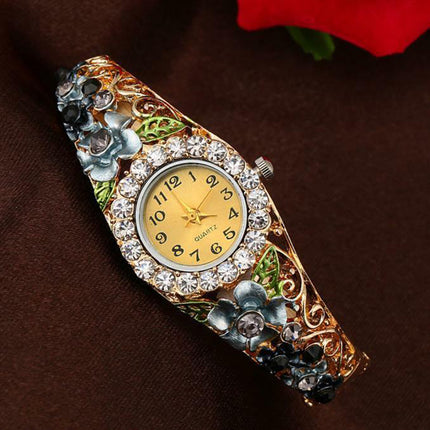 Elegant Rhinestone Bracelet Watch for Women, Analog Wristwatch