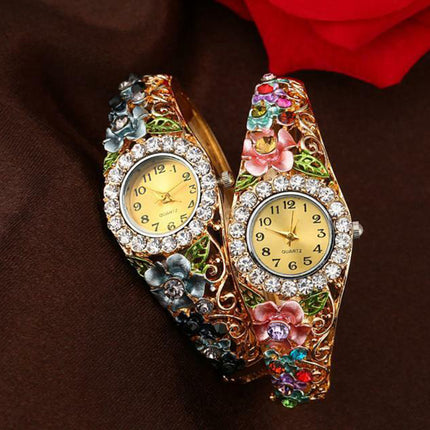 Elegant Rhinestone Bracelet Watch for Women, Analog Wristwatch