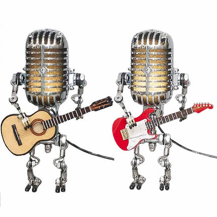 Microphone Robot Lamp with Guitar Lights for Table Desktop Decor USB