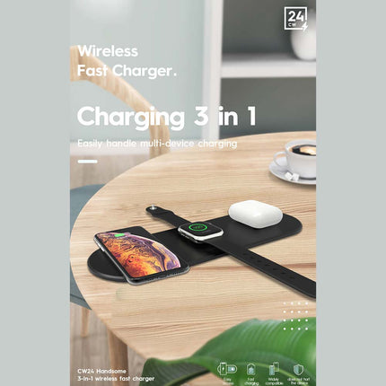 3 in 1 Wireless Charging Dock Station for Watch Phone Earphones