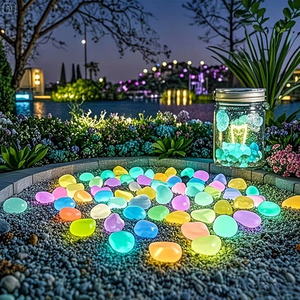 200PCS Glow in the Dark Garden Stones Luminous Outdoor Decoration Gifts