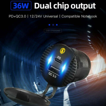 12-24V Car Fast Charger Panel 2x QC3.0 + 2x PD USB-C Ports