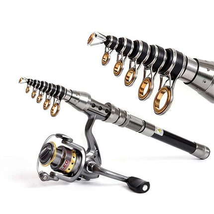 Portable Carbon Fiber Telescopic Fishing Rod Travel Spinning Pole Sea Fresh