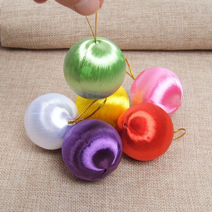 6Pcs 5cm Christmas Tree Baubles Satin Xmas Balls Hanging Party Decor