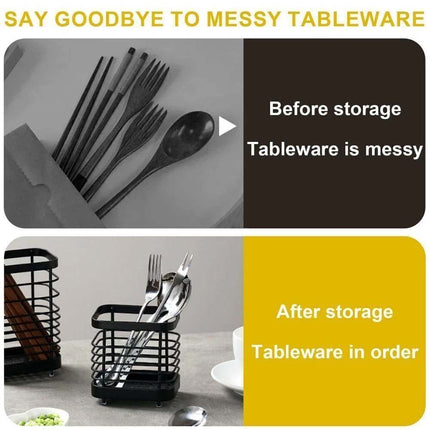 Stainless Steel Cutlery Holder & Kitchen Utensil Drainer Caddy Sink Tidy Stand